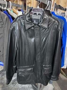 London Fog Men's Vintage Black Genuine Leather Field Jacket - Size Large